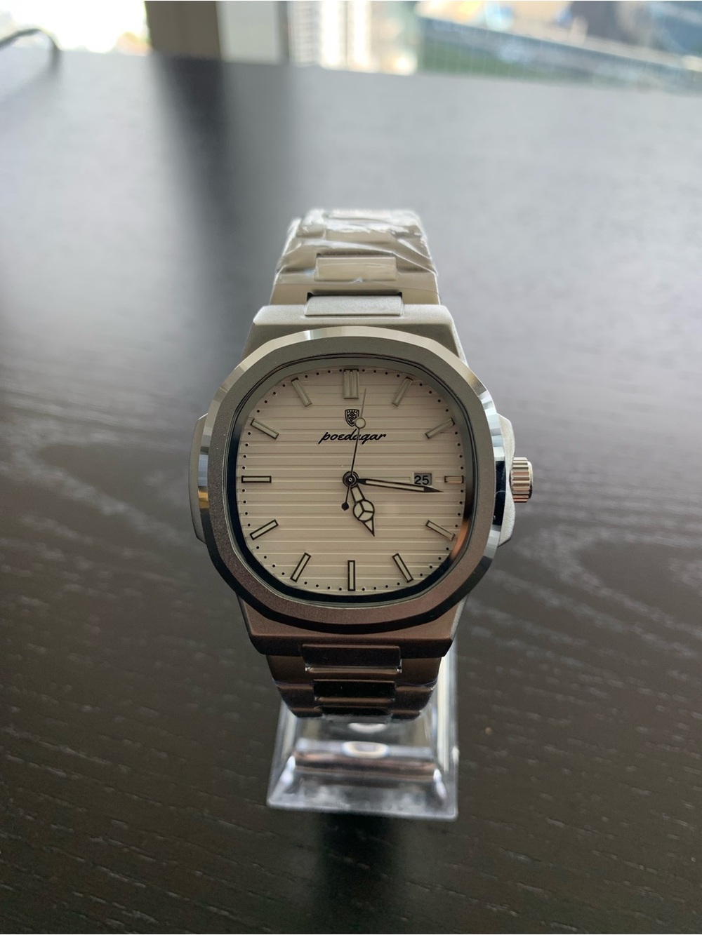 Nautilus Style Stainless Steel Watch - White Dial